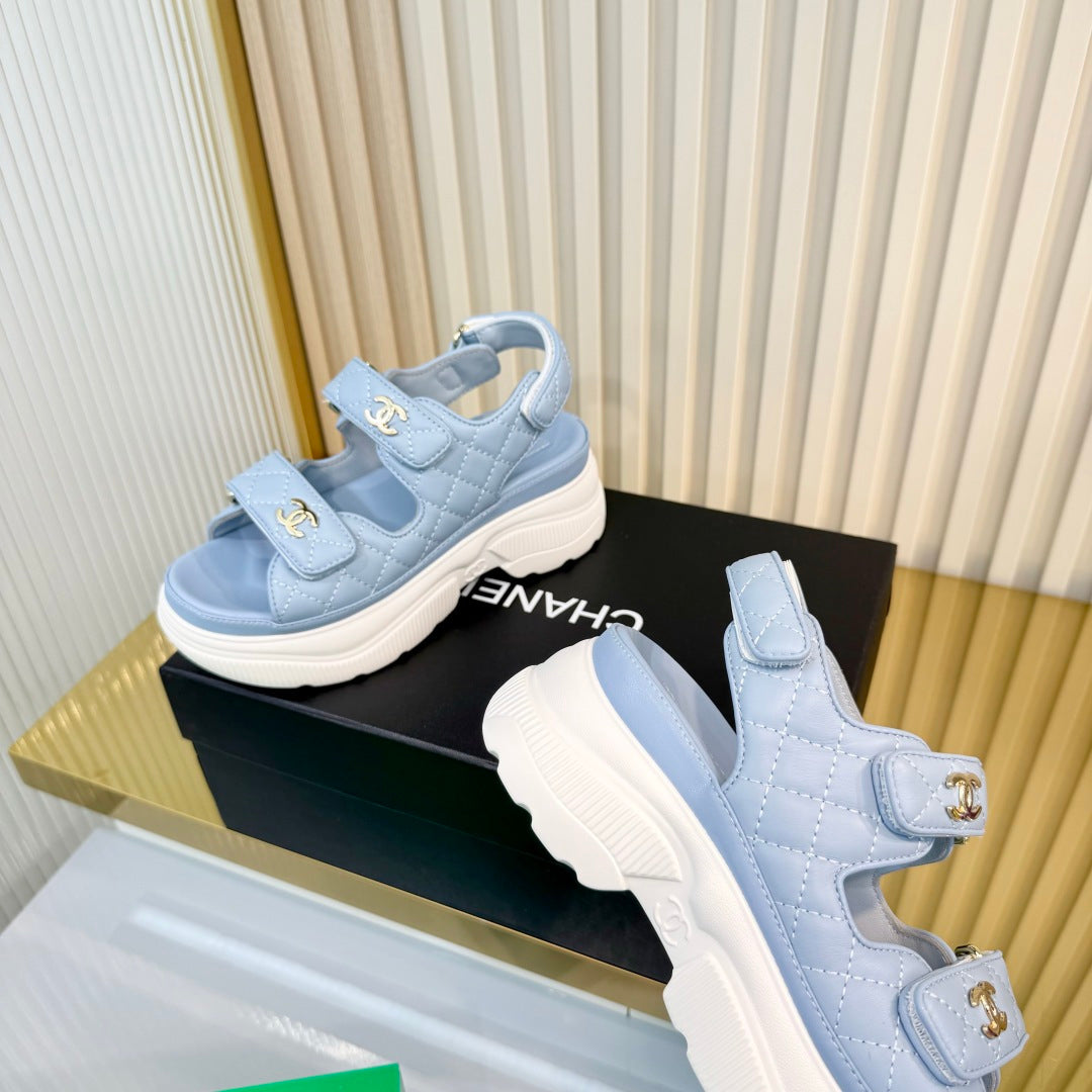 26S PLATFORM VELCRO SANDALS IN LIGHT BLUE LAMBSKIN mysite