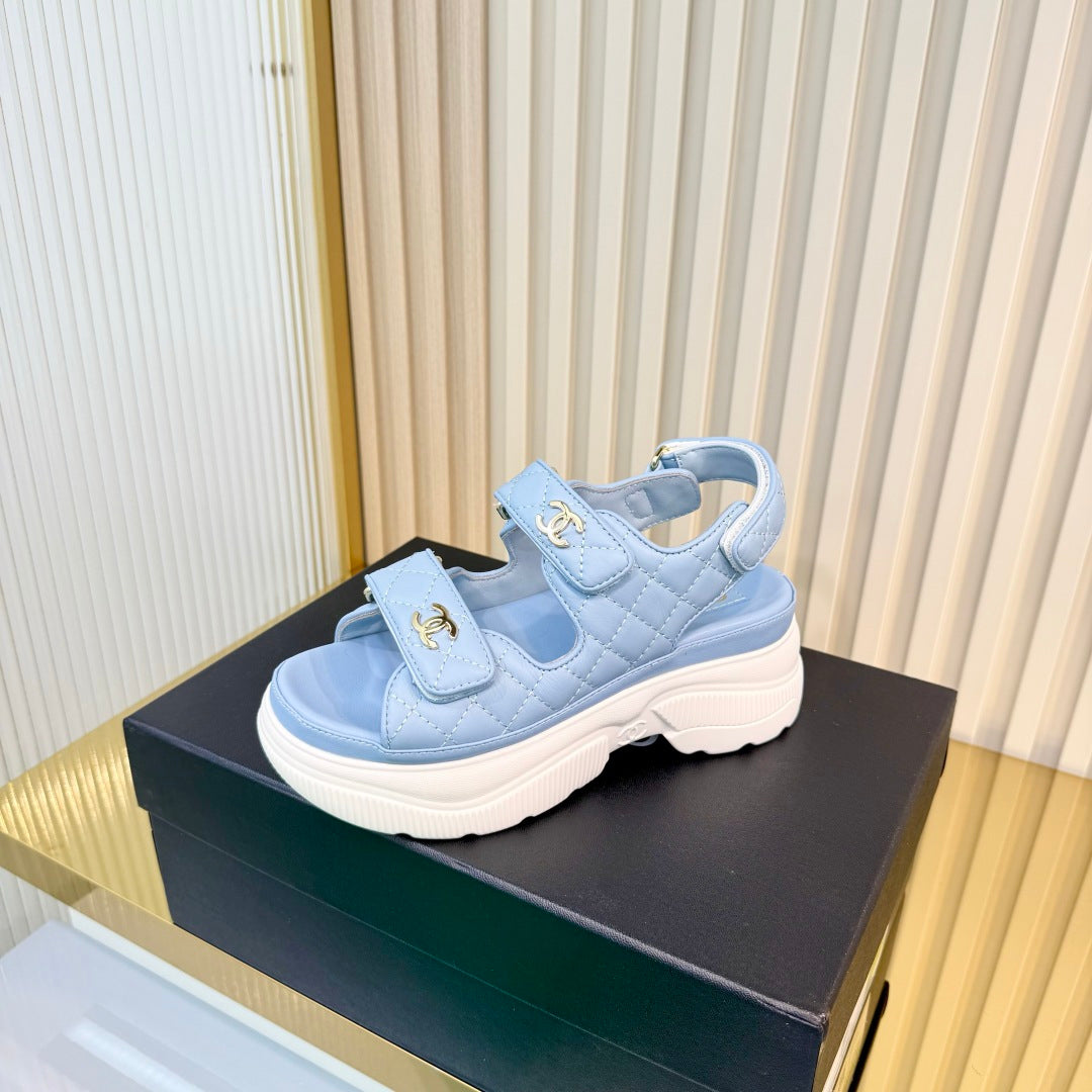 26S PLATFORM VELCRO SANDALS IN LIGHT BLUE LAMBSKIN mysite