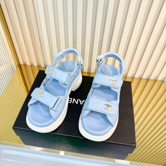 26S PLATFORM VELCRO SANDALS IN LIGHT BLUE LAMBSKIN mysite