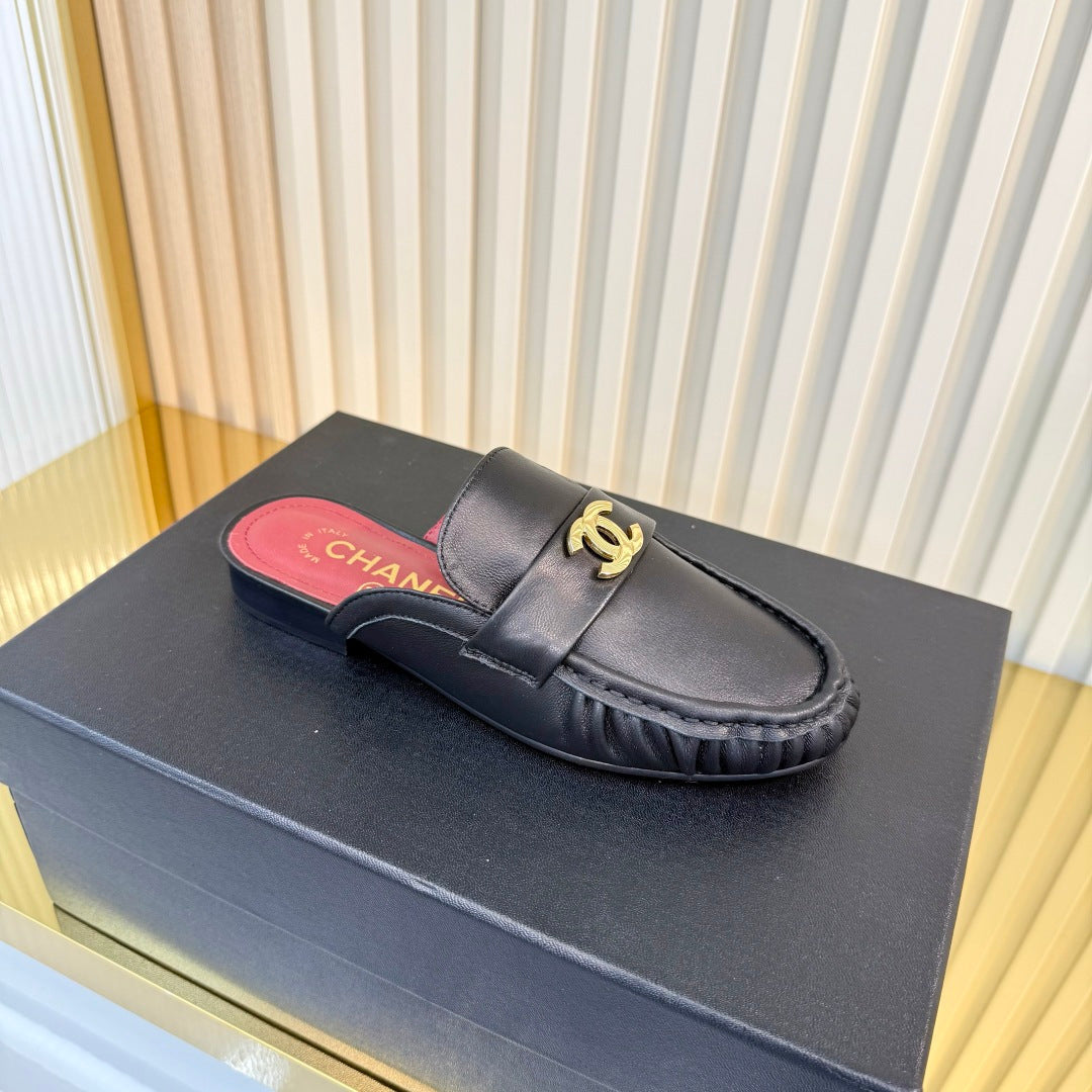 CHANEL 26S LOAFER MULES IN BLACK CALFSKIN WITH CC LOGO mysite