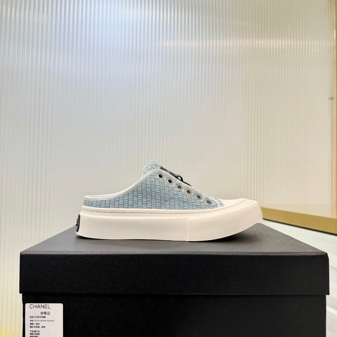 26S MULE SNEAKERS IN LIGHT BLUE WOVEN FABRIC STYLE 3 mysite
