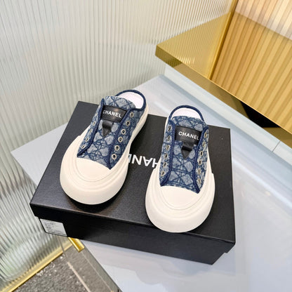 26S MULE SNEAKERS IN NAVY BLUE DIAMOND-PATTERNED WOVEN DENIM FABRIC STYLE 2 mysite