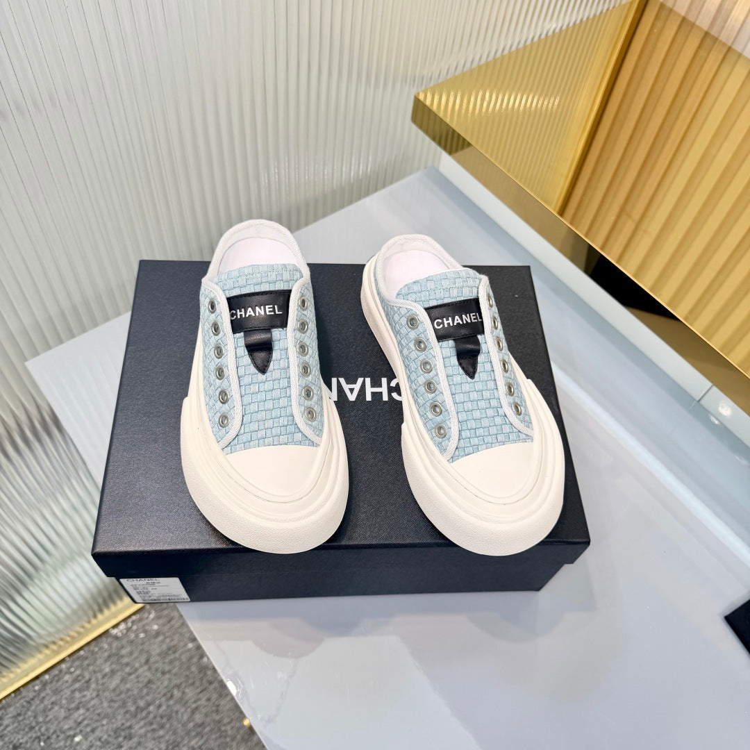 26S MULE SNEAKERS IN LIGHT BLUE WOVEN FABRIC STYLE 3 mysite