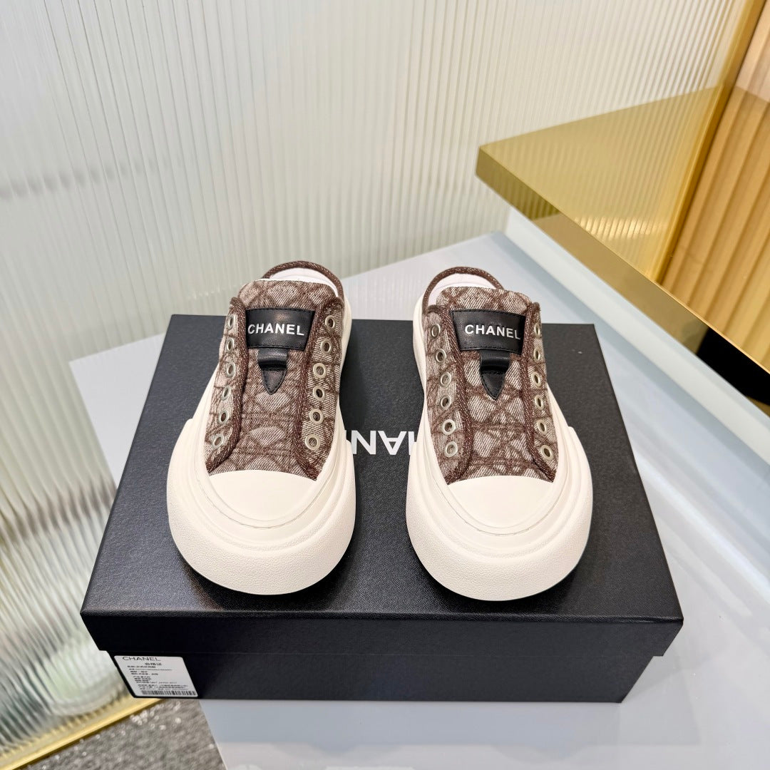 26S MULE SNEAKERS IN BROWN DIAMOND-PATTERNED WOVEN DENIM FABRIC STYLE 1 mysite