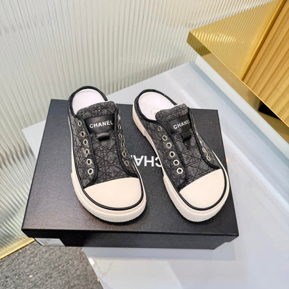 26S MULE SNEAKERS IN GREY DIAMOND-PATTERNED WOVEN DENIM FABRIC mysite