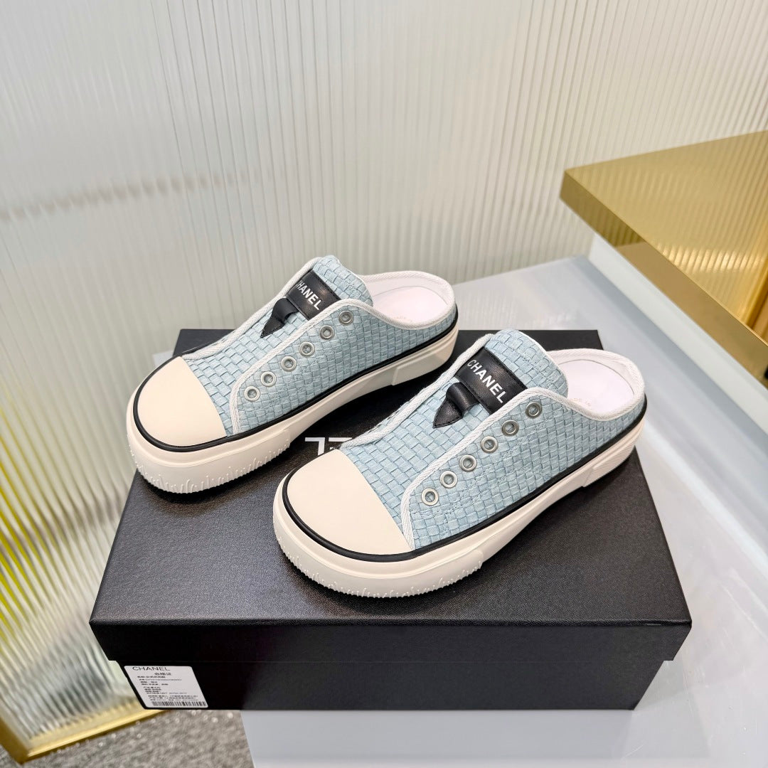 26S MULE SNEAKERS IN LIGHT BLUE WOVEN FABRIC mysite
