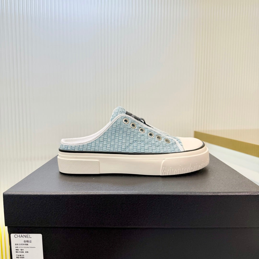 26S MULE SNEAKERS IN LIGHT BLUE WOVEN FABRIC mysite