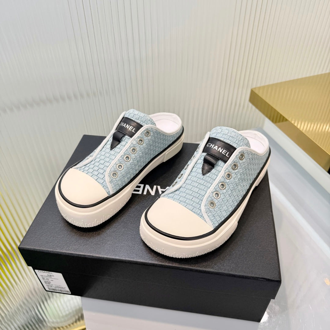 26S MULE SNEAKERS IN LIGHT BLUE WOVEN FABRIC mysite