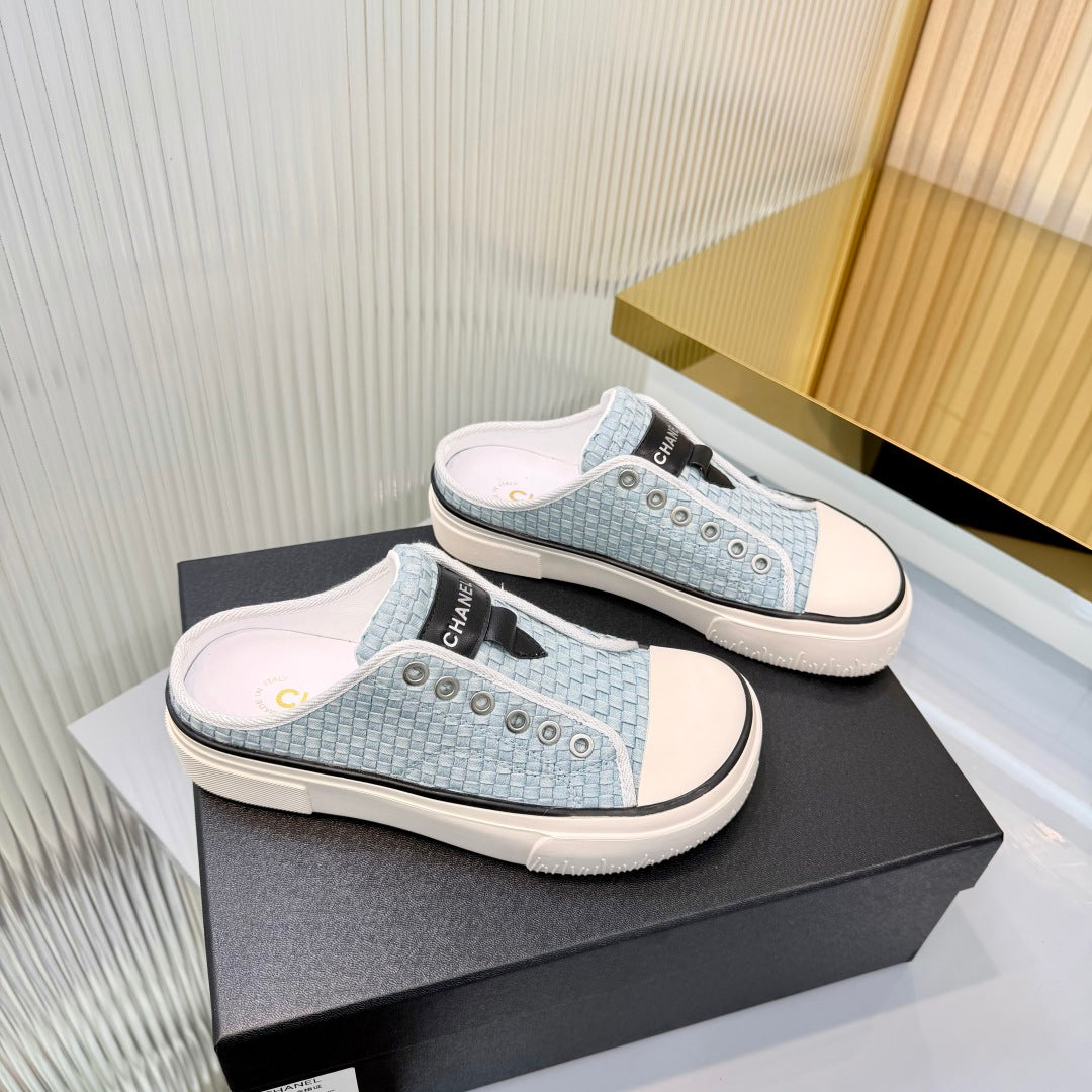26S MULE SNEAKERS IN LIGHT BLUE WOVEN FABRIC mysite