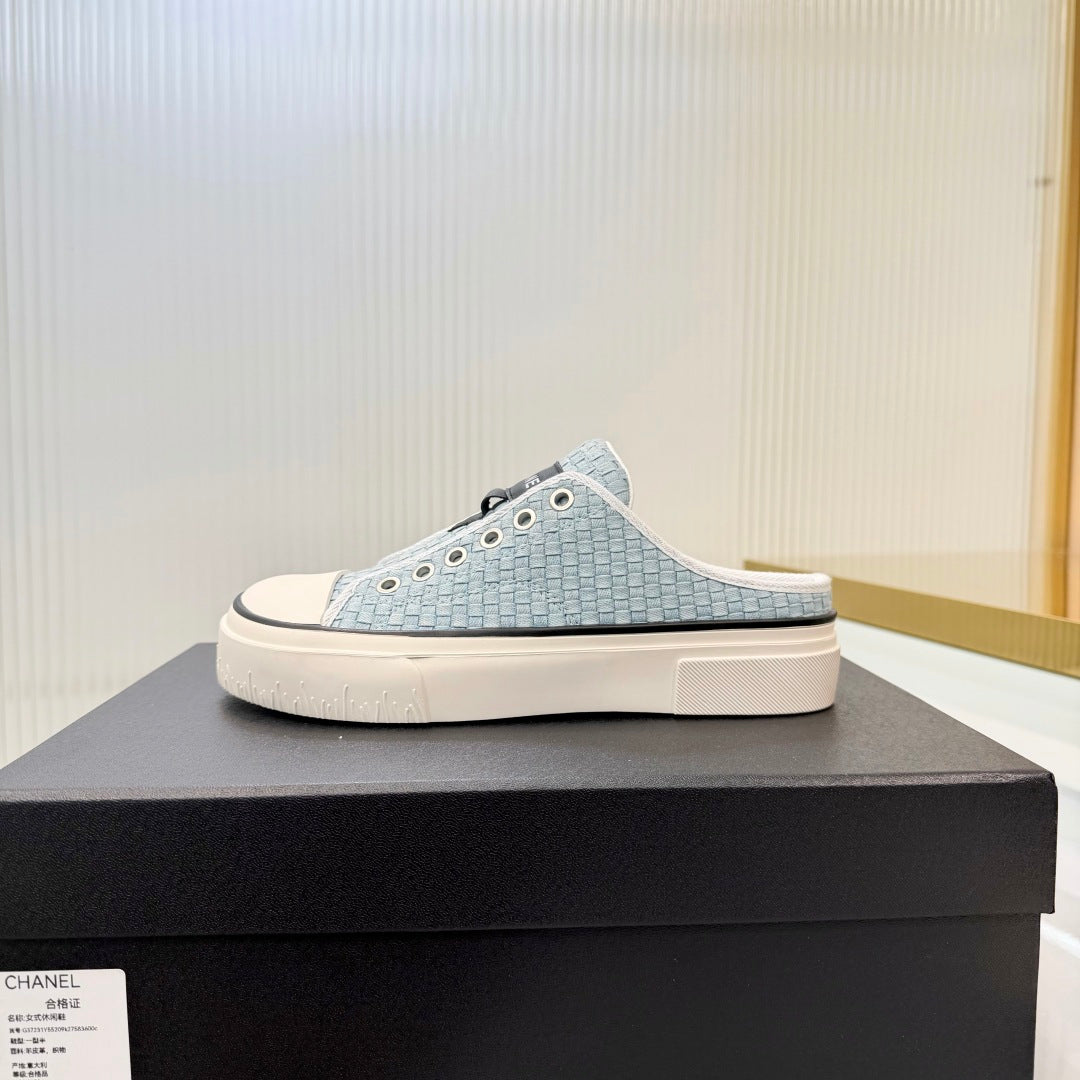 26S MULE SNEAKERS IN LIGHT BLUE WOVEN FABRIC mysite