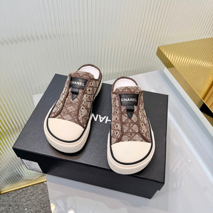 26S MULE SNEAKERS IN BROWN DIAMOND-PATTERNED WOVEN DENIM FABRIC mysite