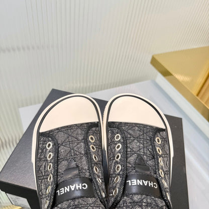 26S MULE SNEAKERS IN GREY DIAMOND-PATTERNED WOVEN DENIM FABRIC mysite