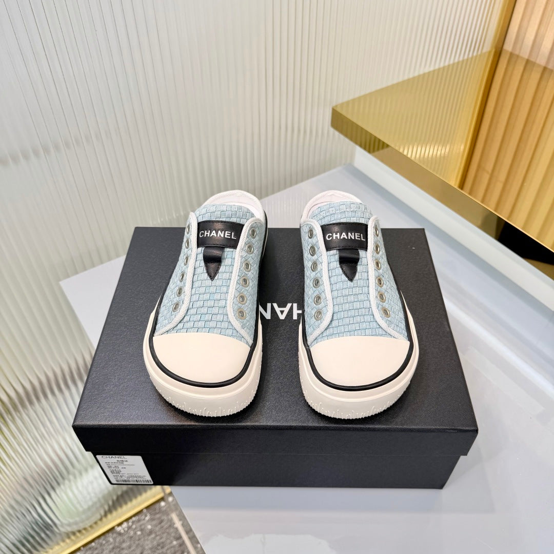 26S MULE SNEAKERS IN LIGHT BLUE WOVEN FABRIC mysite