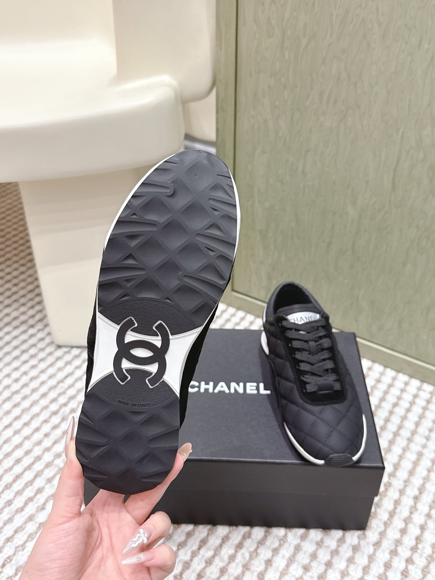 CHANEL 25S SNEAKERS IN BLACK CALFSKIN AND SUEDE mysite
