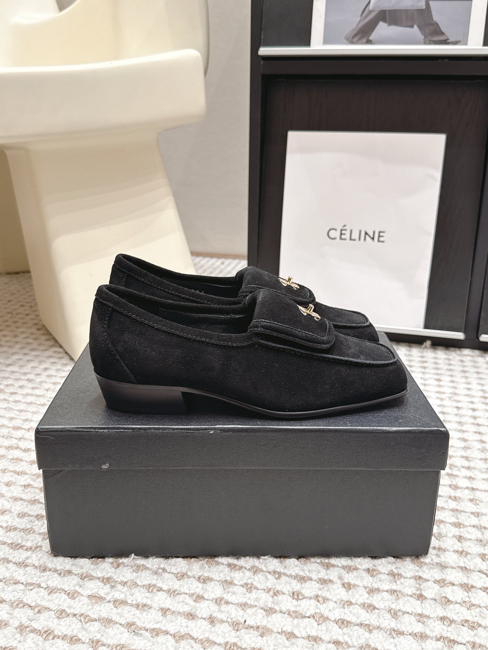 26S LOAFERS IN BLACK SUEDE WITH GOLD-TONE CC LOGO mysite