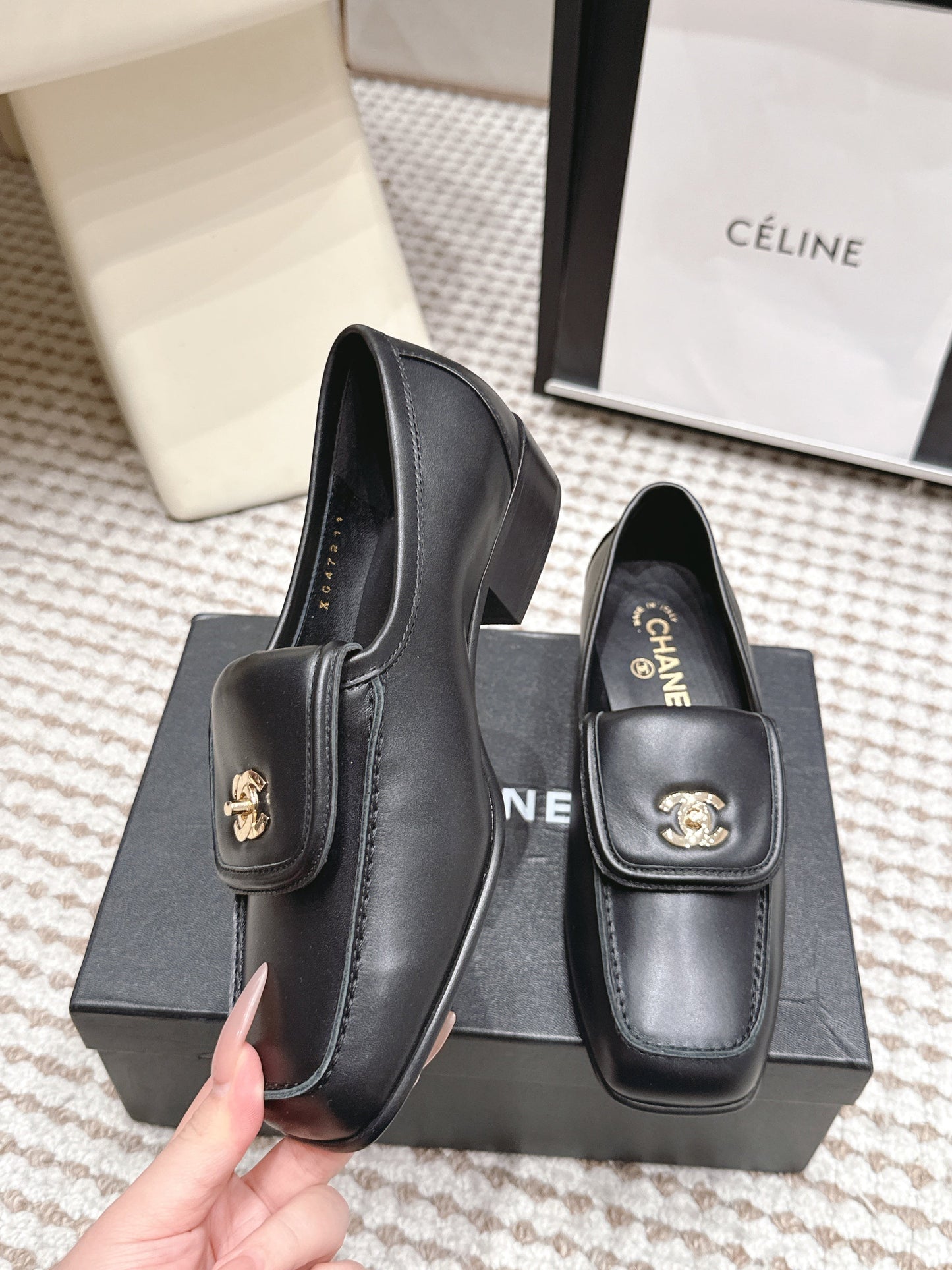 26S LOAFERS IN BLACK CALFSKIN WITH GOLD-TONE CC LOGO mysite
