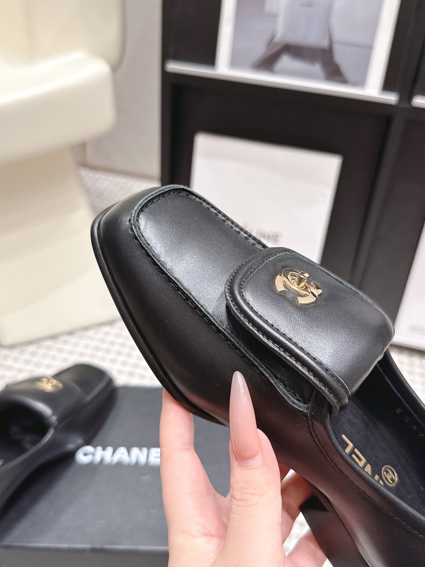 26S LOAFERS IN BLACK CALFSKIN WITH GOLD-TONE CC LOGO mysite