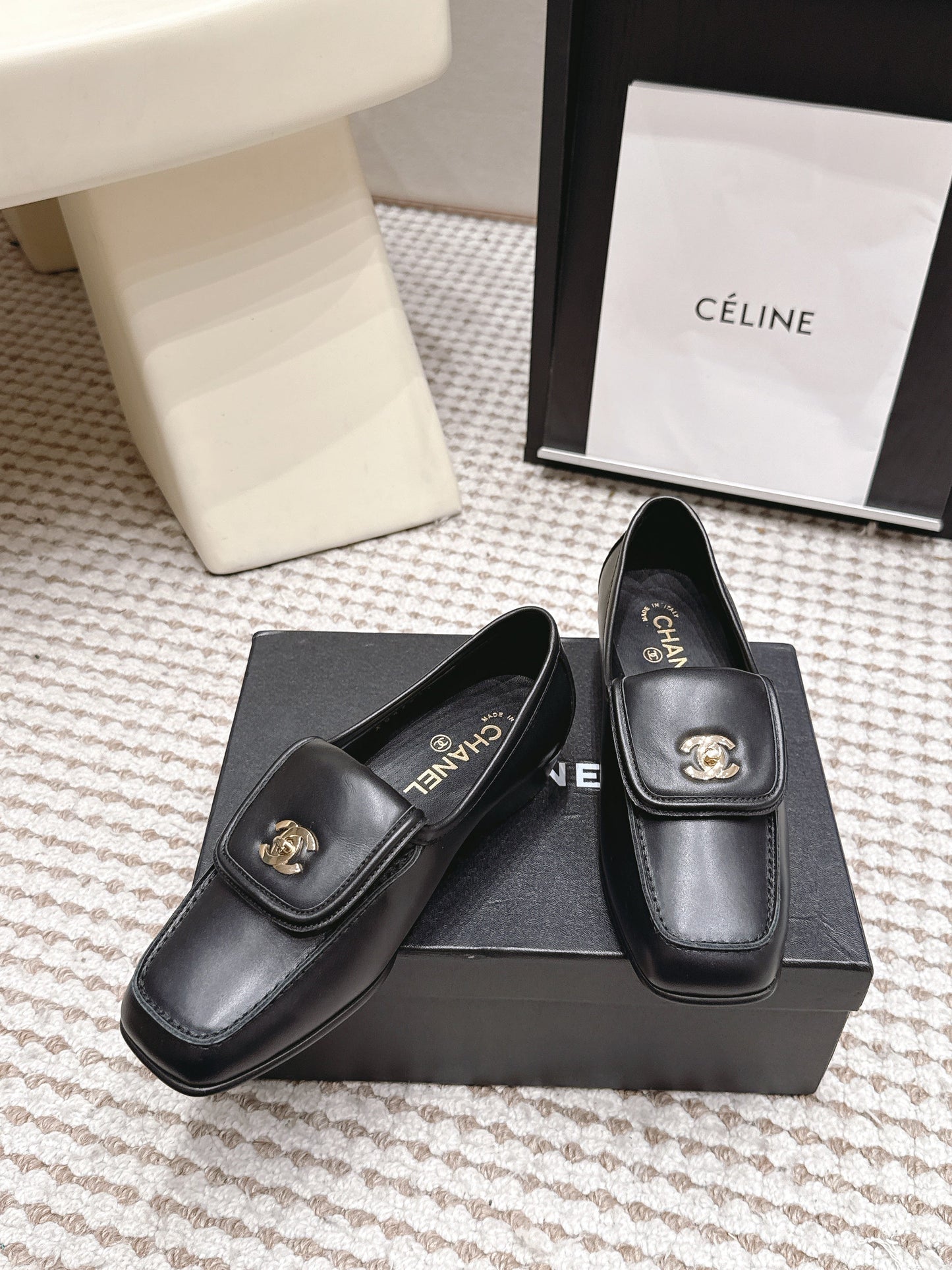 26S LOAFERS IN BLACK CALFSKIN WITH GOLD-TONE CC LOGO mysite
