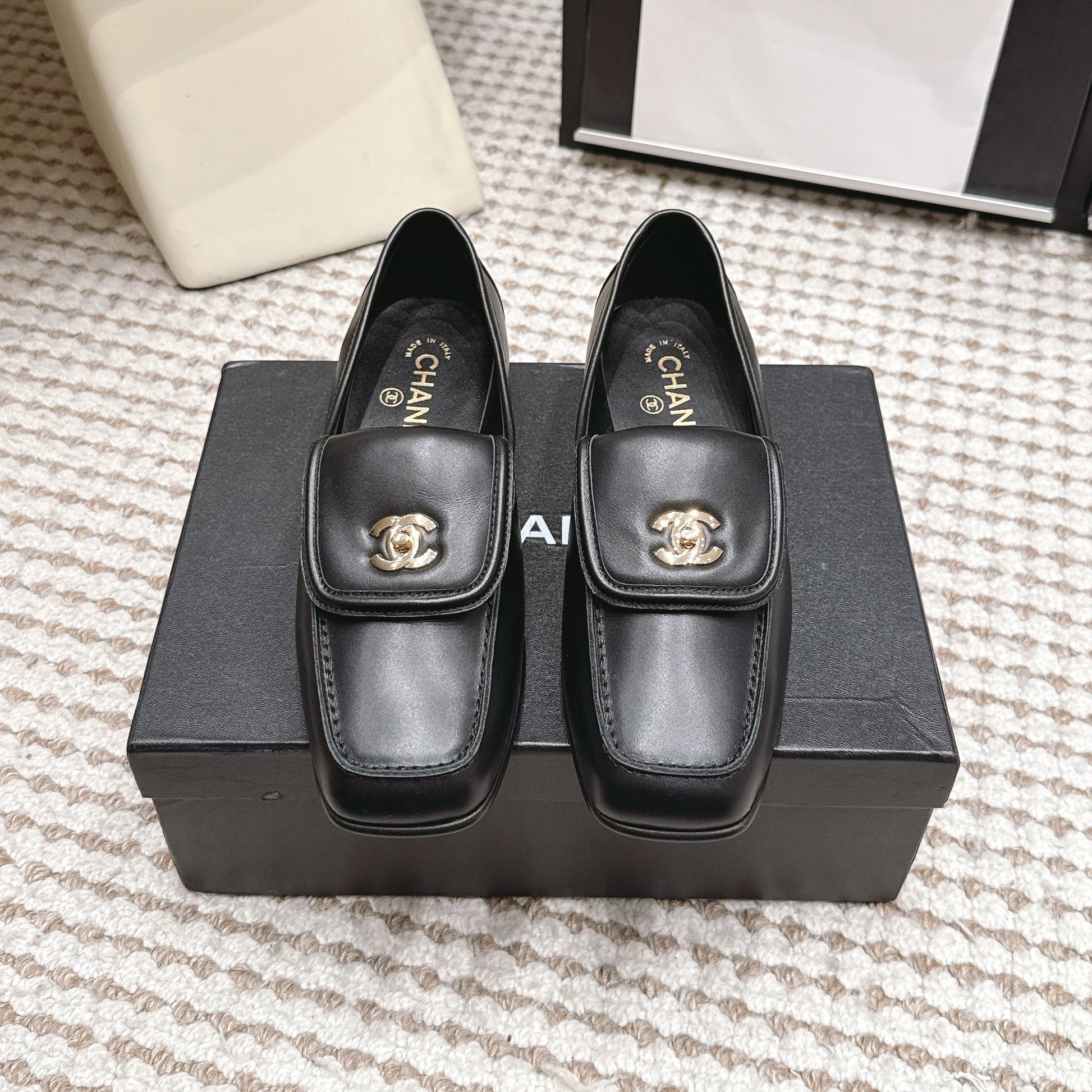 26S LOAFERS IN BLACK CALFSKIN WITH GOLD-TONE CC LOGO mysite