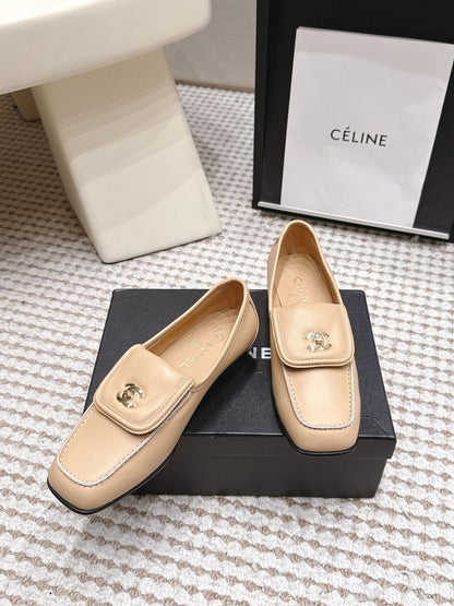 26S LOAFERS IN BEIGE CALFSKIN WITH GOLD-TONE CC LOGO mysite