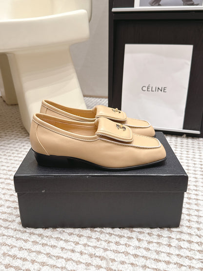 26S LOAFERS IN BEIGE CALFSKIN WITH GOLD-TONE CC LOGO mysite