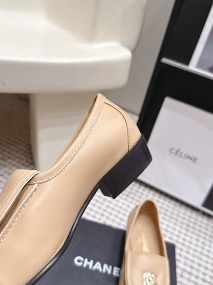 26S LOAFERS IN BEIGE CALFSKIN WITH GOLD-TONE CC LOGO mysite