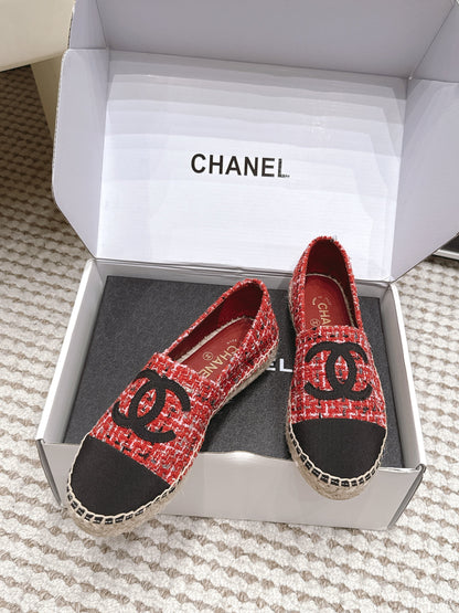 CHANEL 26S SLIP ONS IN RED MIX BLACK TWEED AND PATENT CALFSKIN mysite