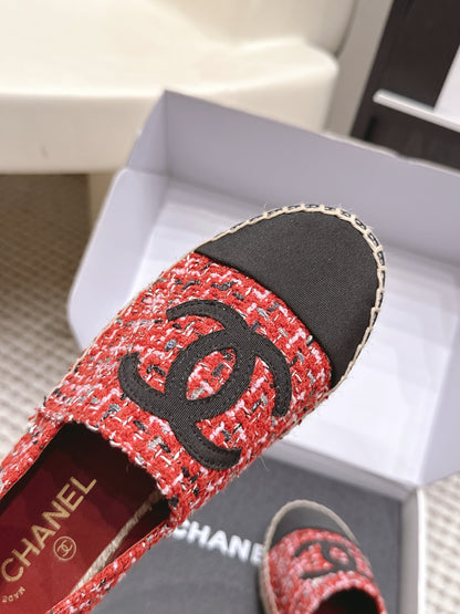 CHANEL 26S SLIP ONS IN RED MIX BLACK TWEED AND PATENT CALFSKIN mysite
