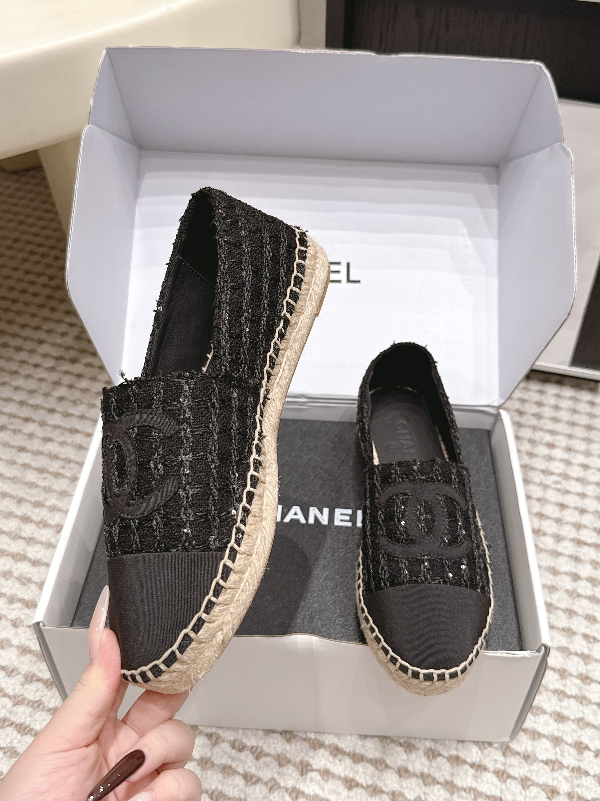 26S SLIP ONS IN BLACK TWEED AND PATENT CALFSKIN mysite