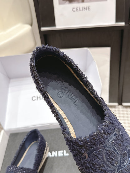 26S SLIP ONS IN NAVY BLUE TWEED AND PATENT CALFSKIN mysite
