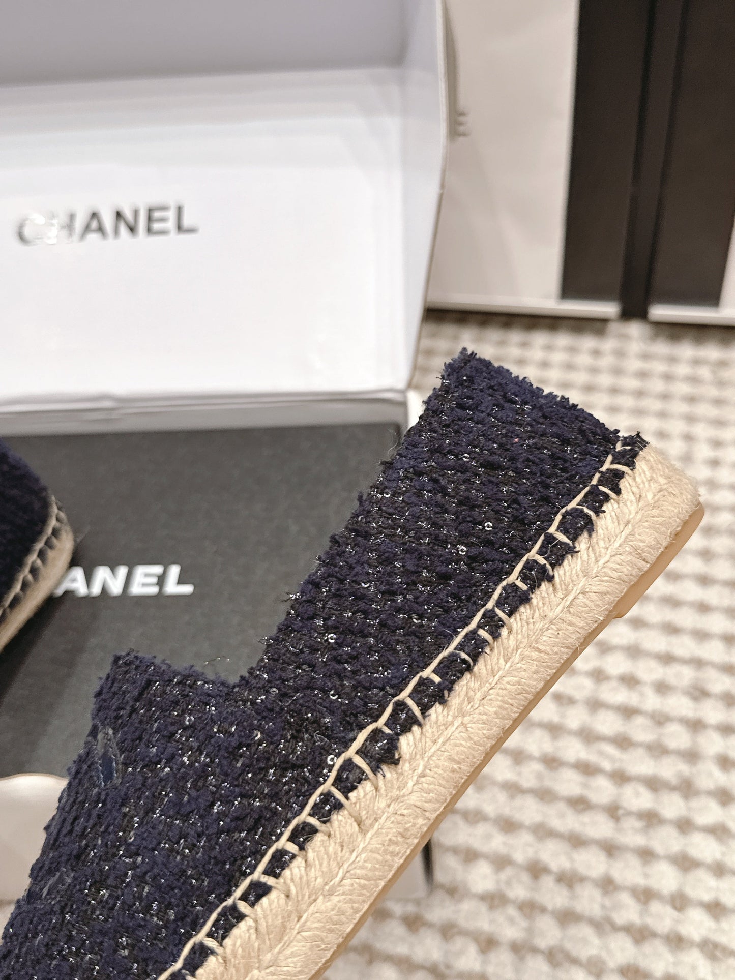 26S SLIP ONS IN NAVY BLUE TWEED AND PATENT CALFSKIN mysite