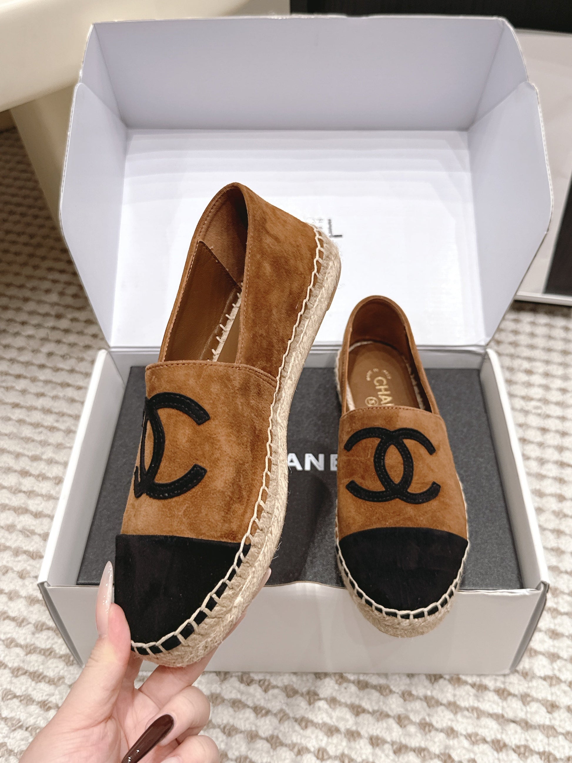 26S ESPADRILLE SLIP-ONS IN BROWN MIX BLACK SUEDE mysite