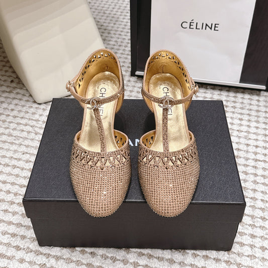 CHANEL 26S HIGH HEELS 50 MM IN BEIGE RHINESTONE EMBELLISHED mysite