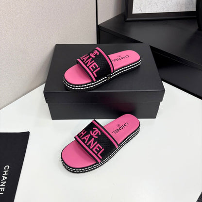 CC SLIDE SANDALS 25S IN PINK FABRIC AND CALFSKIN mysite