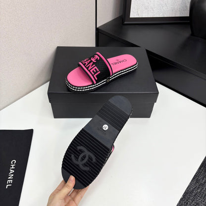 CC SLIDE SANDALS 25S IN PINK FABRIC AND CALFSKIN mysite