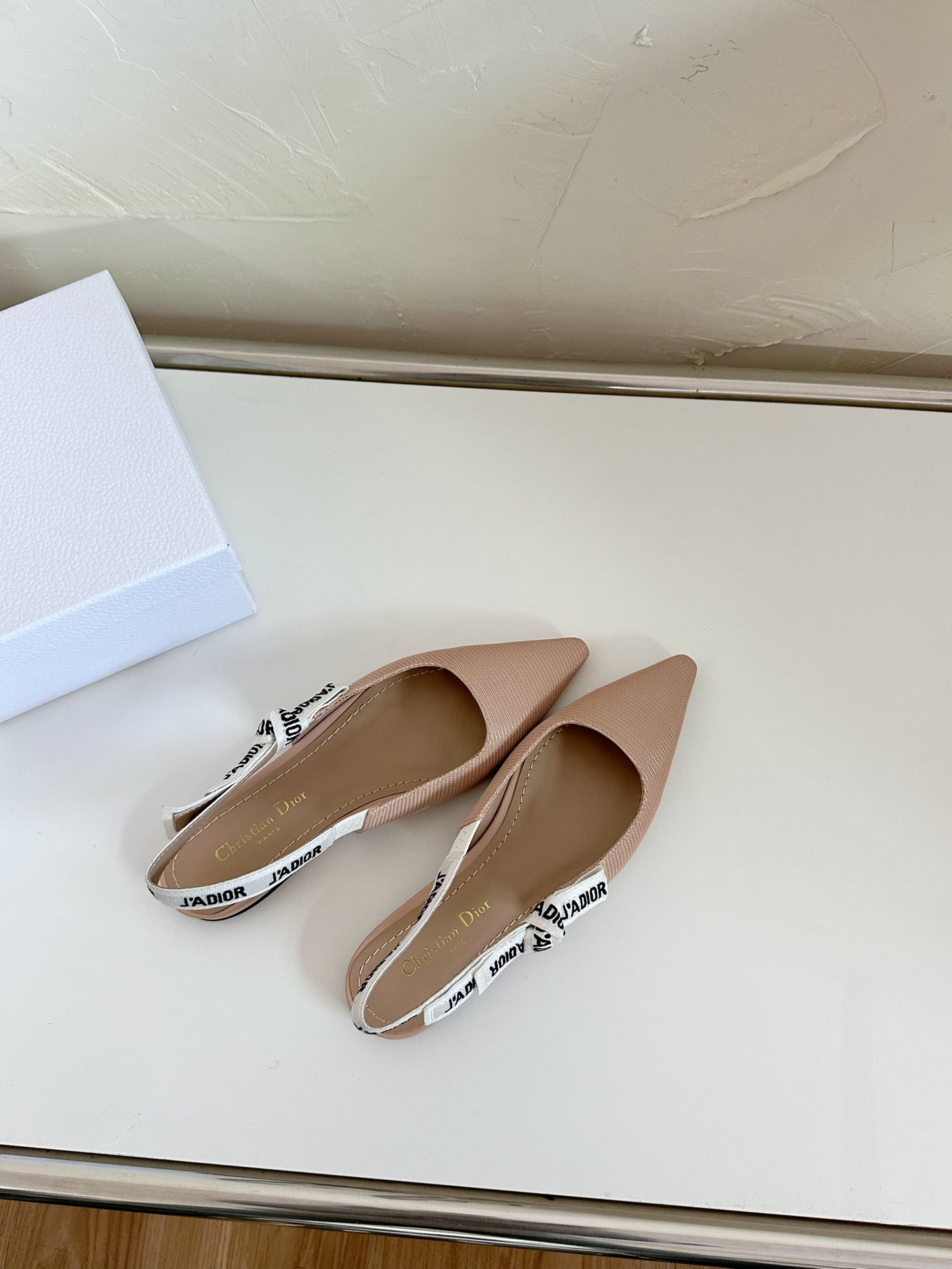 J'ADIOR SLINGBACK FLAT NUDE PINK TECHNICAL FABRIC mysite