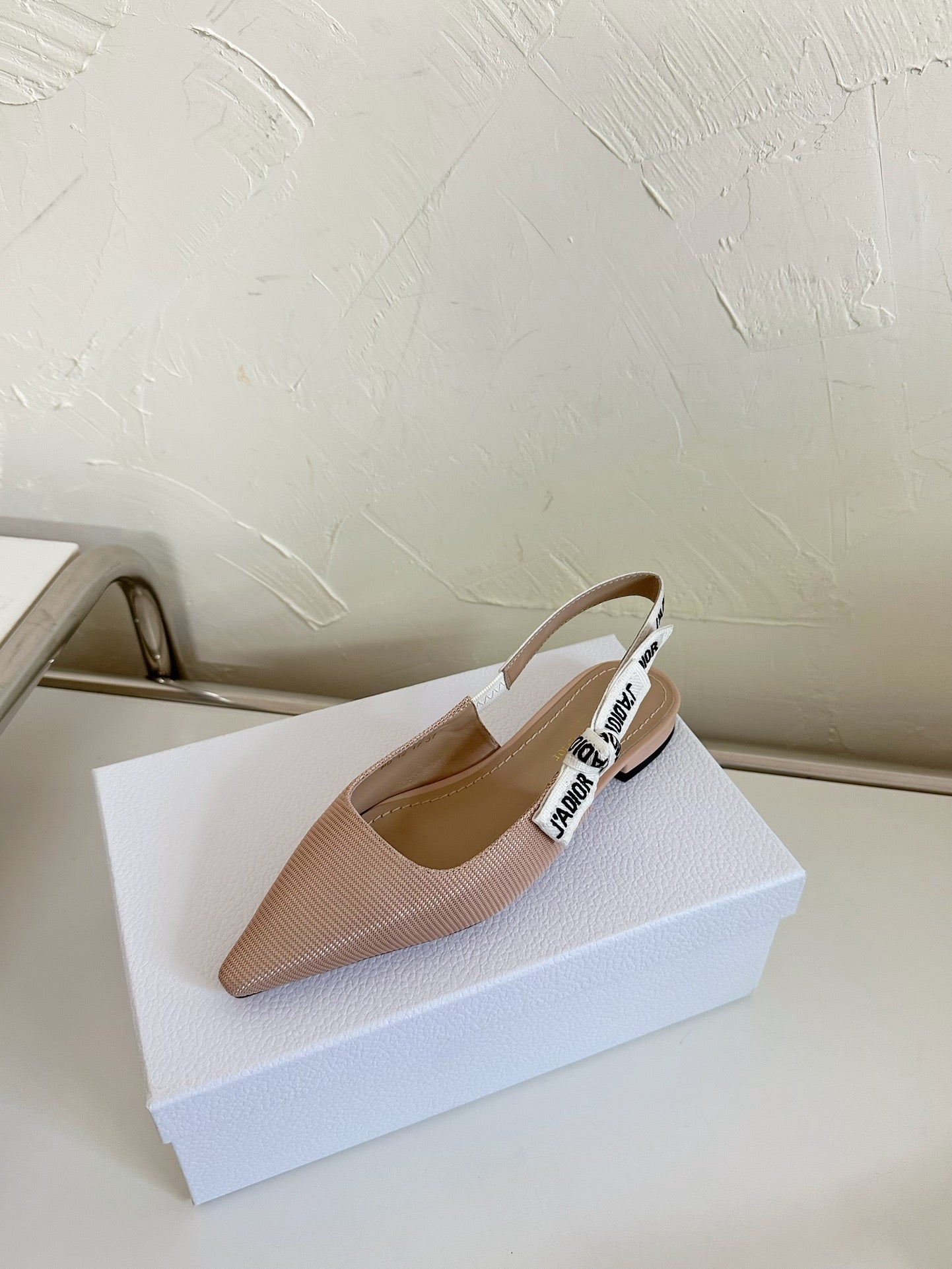 J'ADIOR SLINGBACK FLAT NUDE PINK TECHNICAL FABRIC mysite