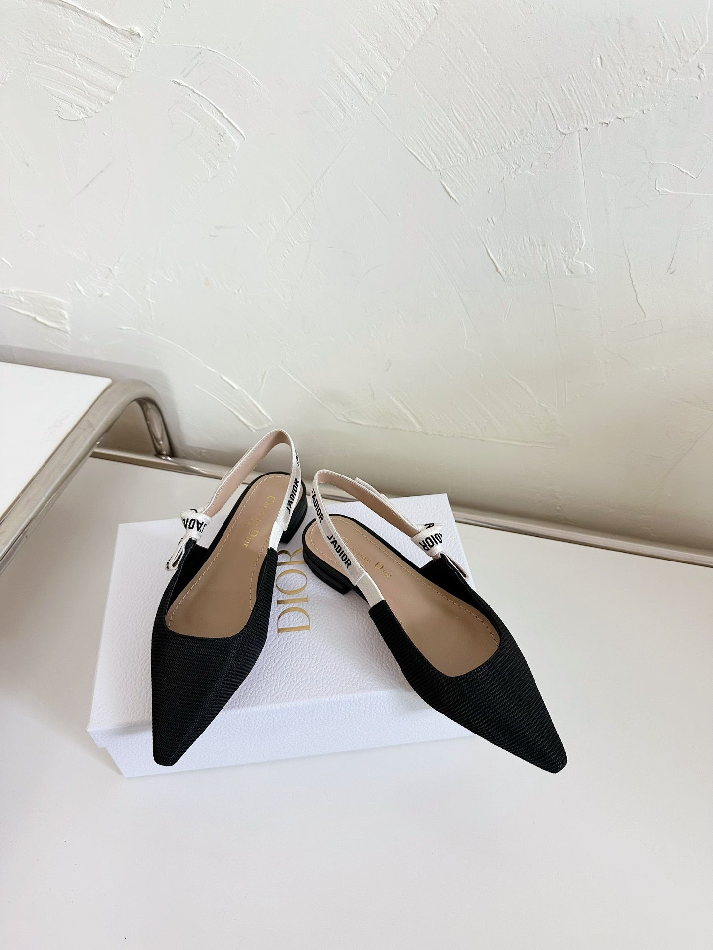 J'ADIOR SLINGBACK FLAT BLACK TECHNICAL FABRIC mysite