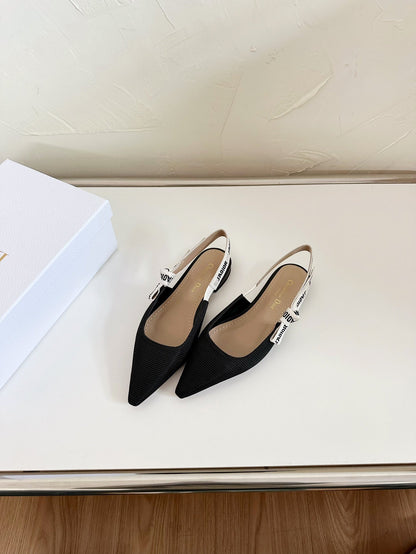 J'ADIOR SLINGBACK FLAT BLACK TECHNICAL FABRIC mysite