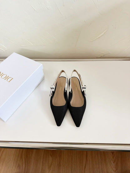 J'ADIOR SLINGBACK FLAT BLACK TECHNICAL FABRIC mysite