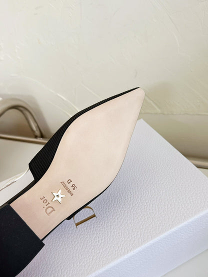 J'ADIOR SLINGBACK FLAT BLACK TECHNICAL FABRIC mysite