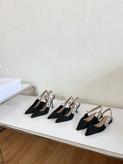 J'ADIOR SLINGBACK FLAT BLACK TECHNICAL FABRIC mysite