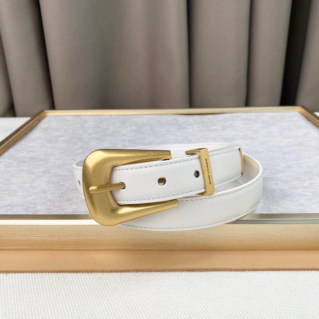 YSL 25S BELT 25 MM IN WHITE CALFSKIN 567658 mysite