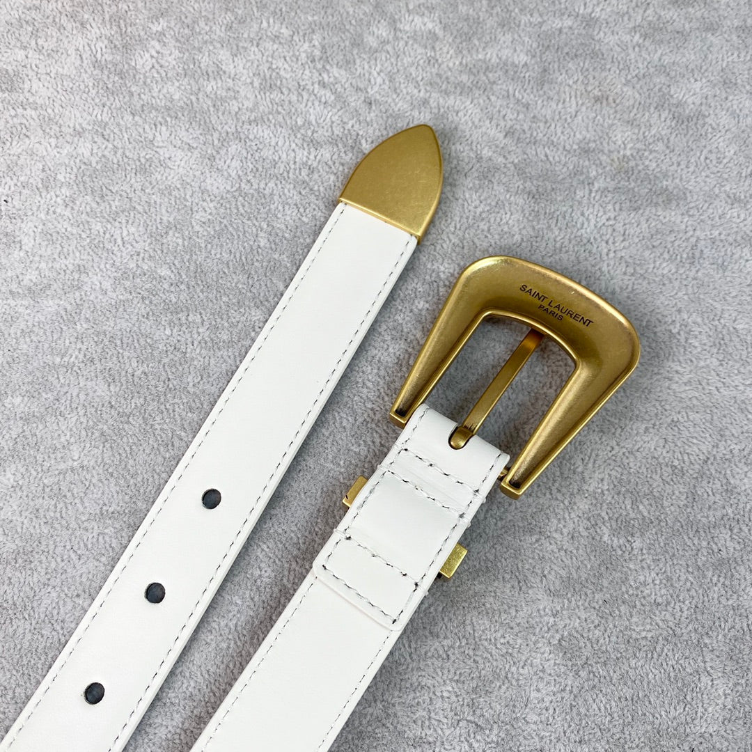 YSL 25S BELT 25 MM IN WHITE CALFSKIN 567658 mysite