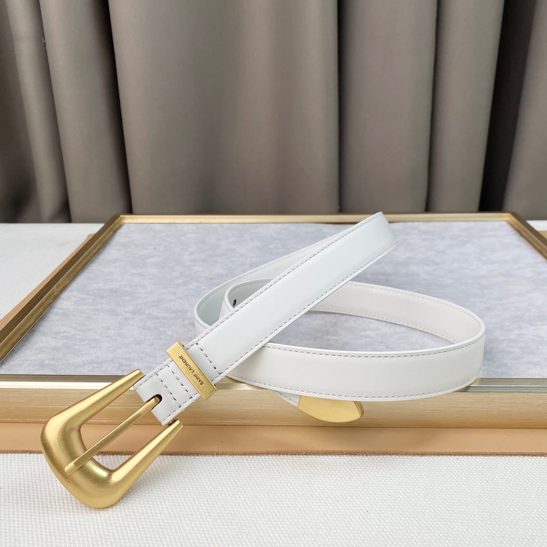 YSL 25S BELT 25 MM IN WHITE CALFSKIN 567658 mysite
