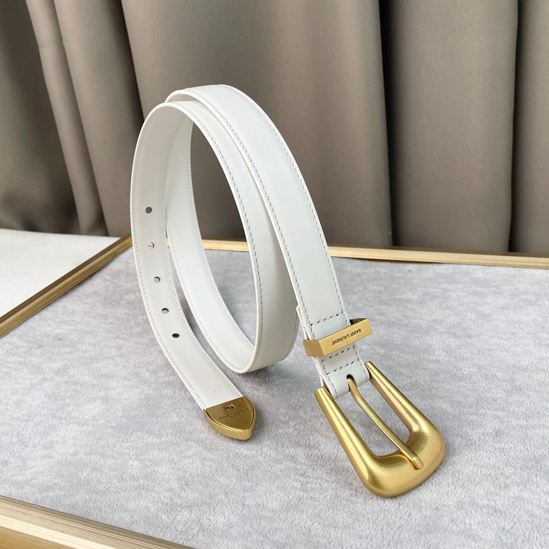 YSL 25S BELT 25 MM IN WHITE CALFSKIN 567658 mysite