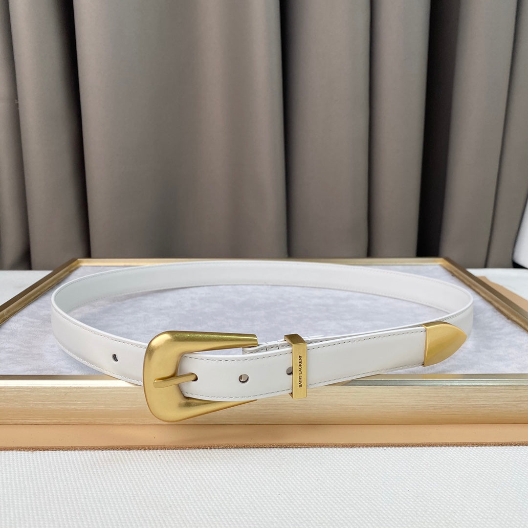 YSL 25S BELT 25 MM IN WHITE CALFSKIN 567658 mysite