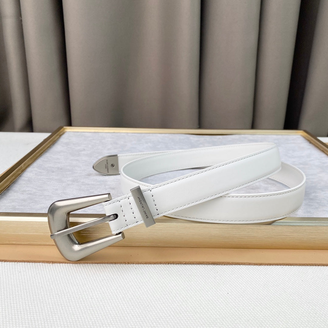 YSL 25S BELT 25 MM IN WHITE CALFSKIN 567659 mysite