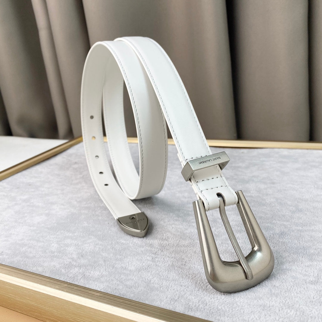 YSL 25S BELT 25 MM IN WHITE CALFSKIN 567659 mysite