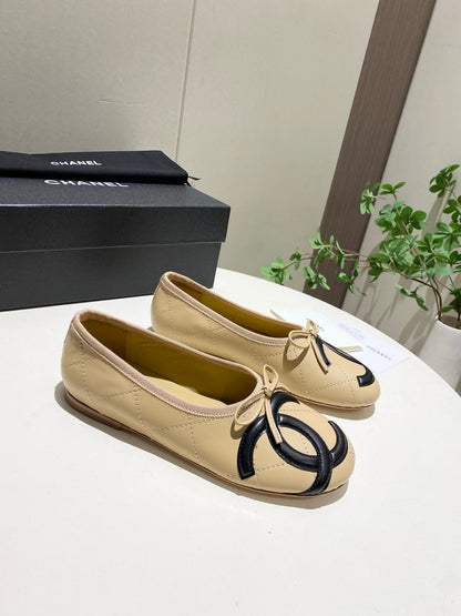 CHANEL 26S FLATS IN BEIGE LAMBSKIN WITH BOW mysite